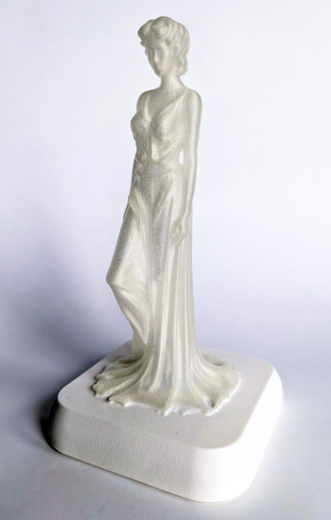 Lit Art Nouveau Lamp photographed from the front left