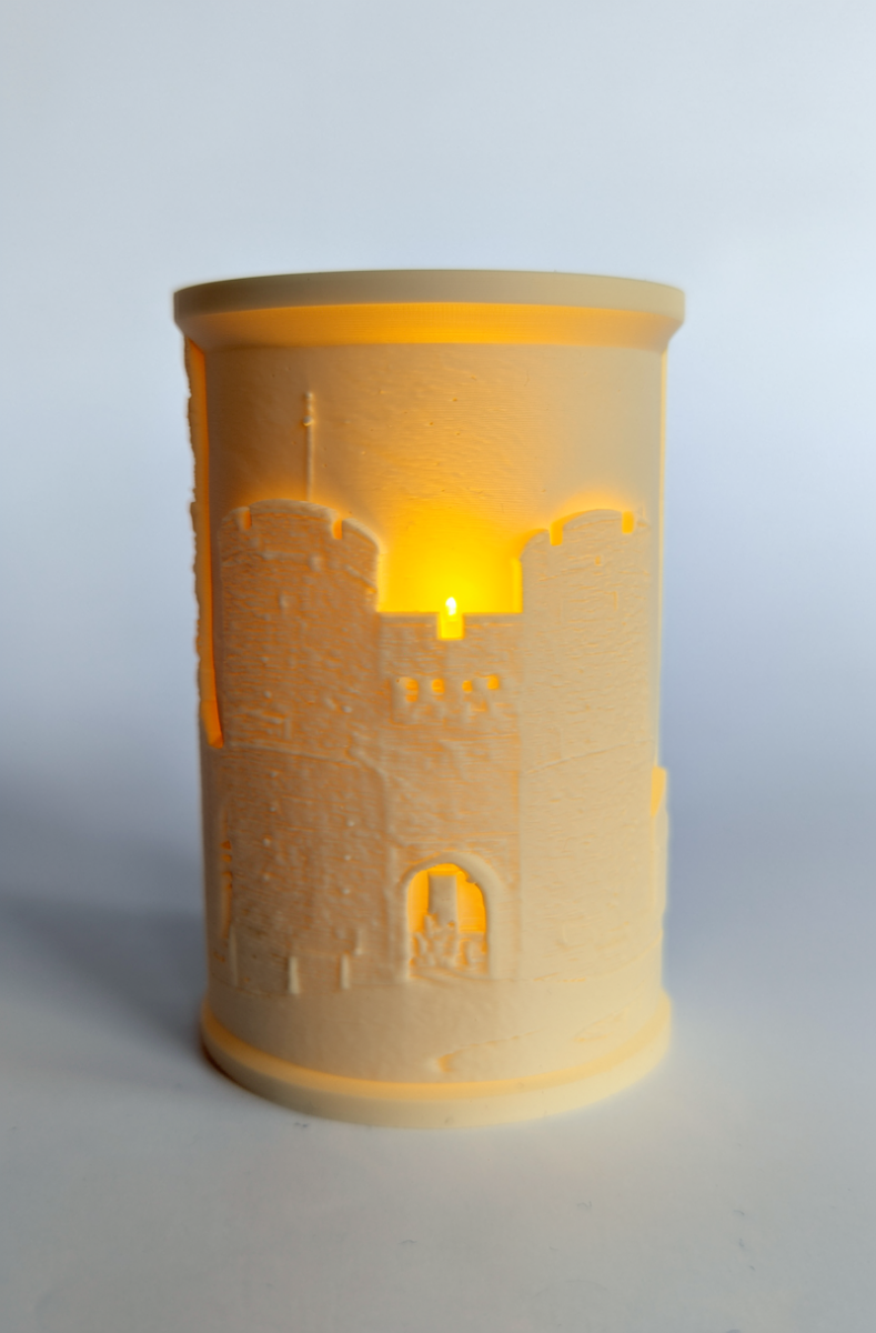 Lit Canterbury Landmarks Lithophane photographed from the Westgate side
