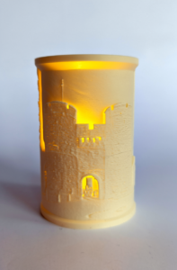 Lit Canterbury Landmarks Lithophane photographed from the Westgate side