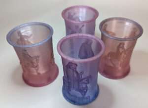 Canterbury Tales Lithophane Selection 1 set of 4 photographed from the front top