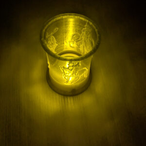 Lit Canterbury Tales Lithophane Selection 1 photographed from the front top