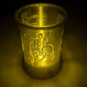 Lit Canterbury Tales Lithophane Selection 1 photographed from the front
