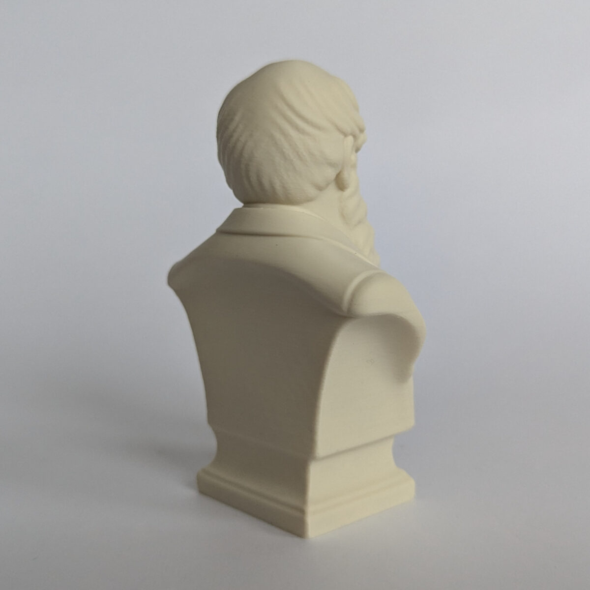 Darwin Statue photographed from the back right
