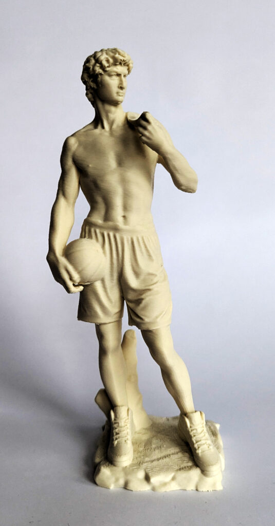 David Basketball Statue photographed from the front