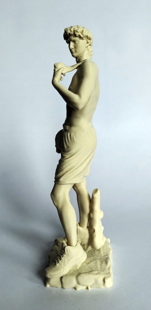 David Basketball Statue photographed from the left