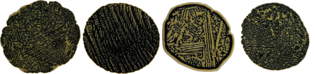 Set of 4 Micrometeorite Coasters photographed from the front