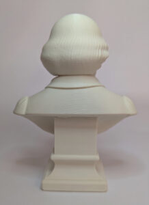 Shakespeare bust photographed from the back